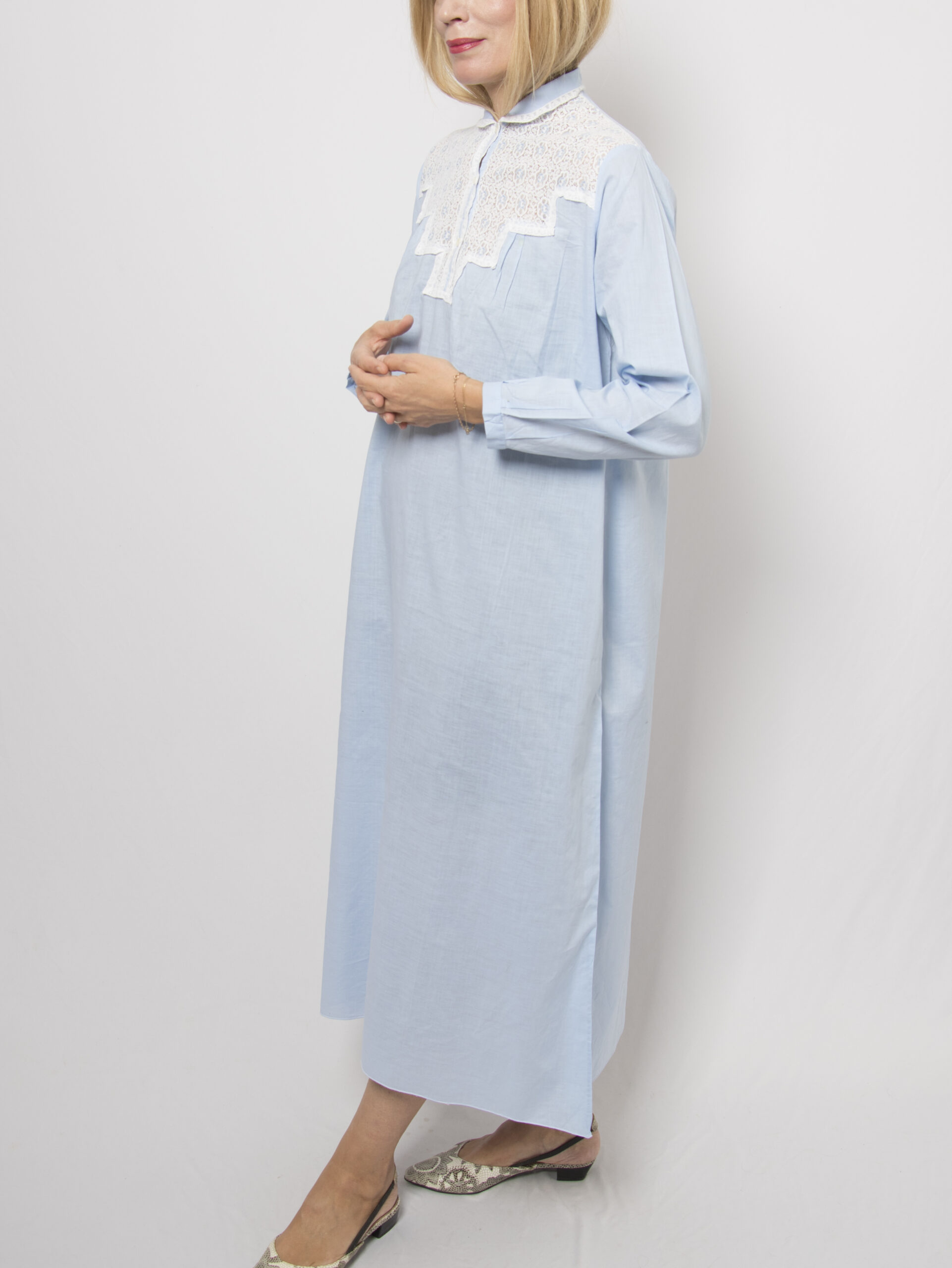 Vintage Baby Blue Maxi Cotton Nightgown Vintage Baby Blue Maxi Cotton Nightgown - Image 4