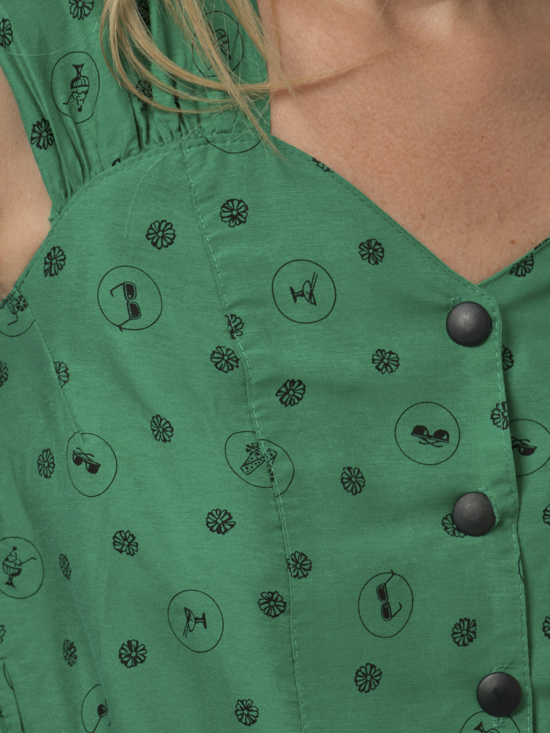 Vintage Green Novelty Print Jumpsuit Vintage Green Novelty Print Jumpsuit - Image 5