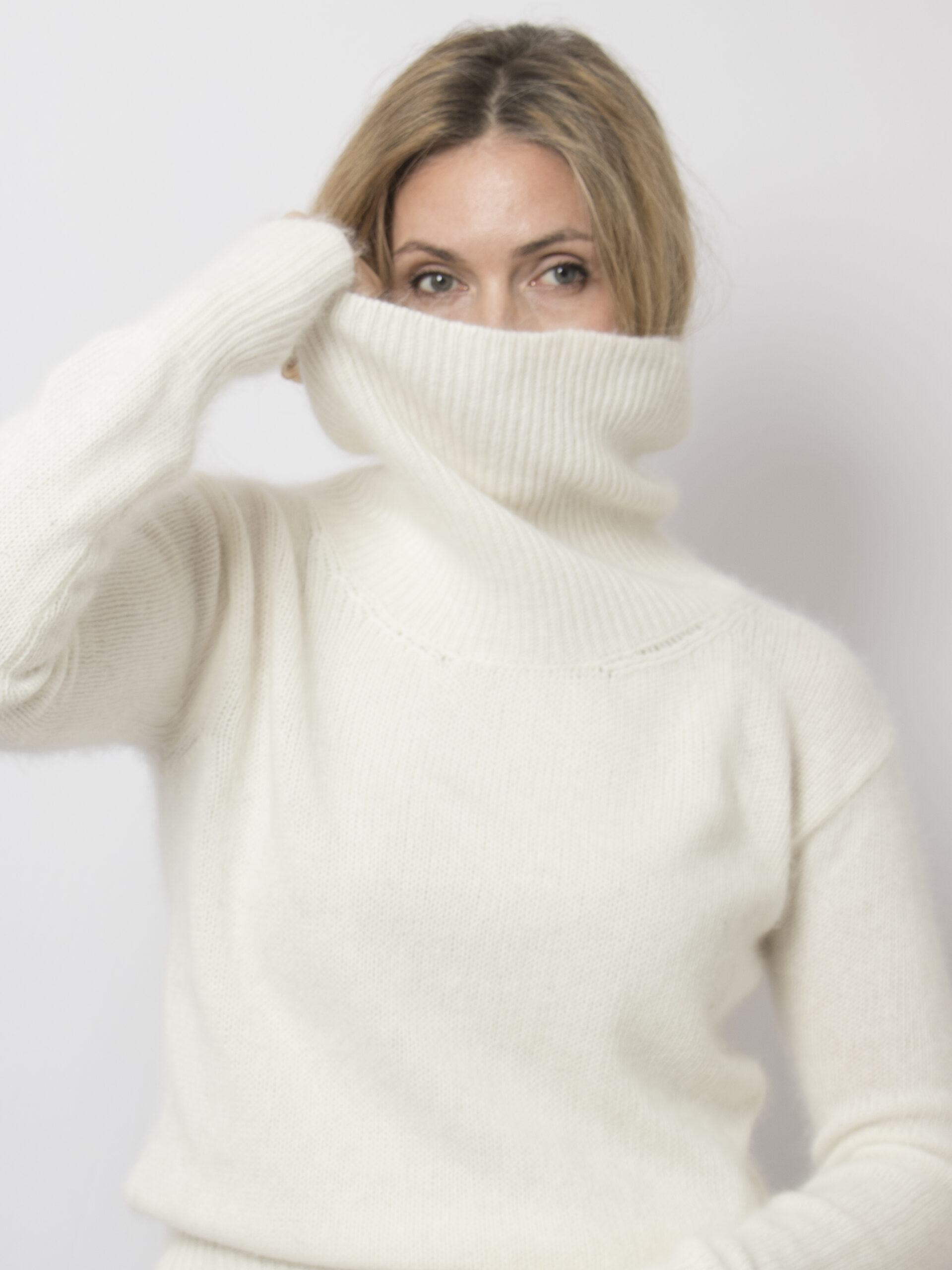 White Fluffy Angora Turtleneck Sweater White Fluffy Angora Turtleneck Sweater - Image 2