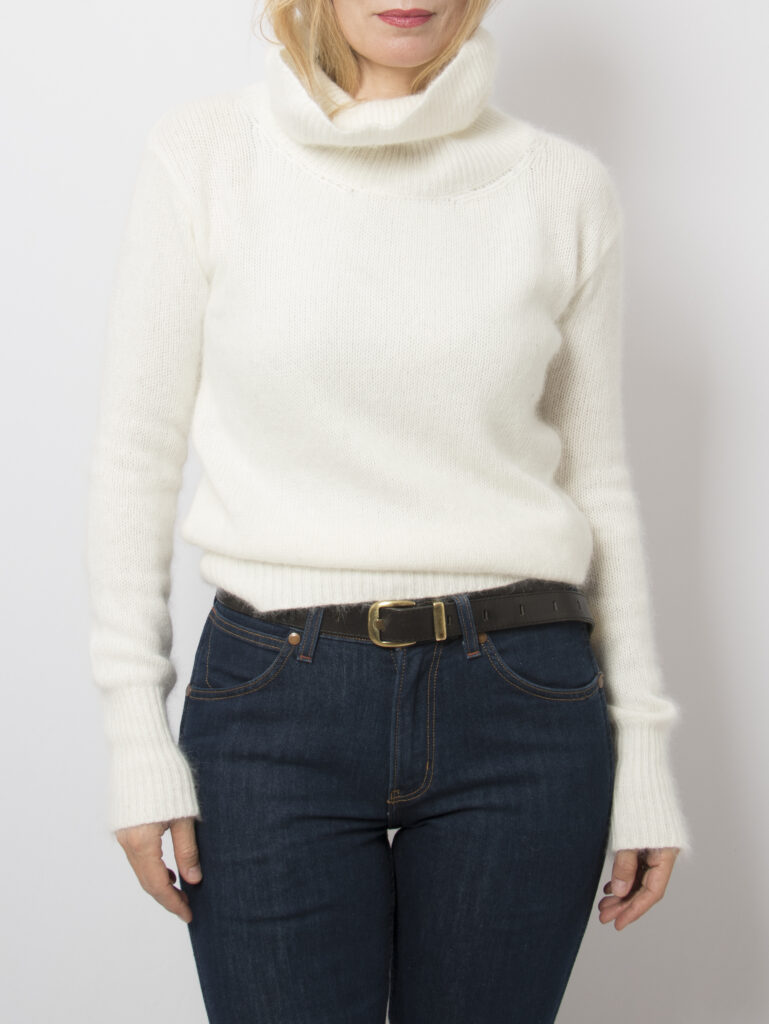 White Fluffy Angora Turtleneck Sweater thumbnail 3