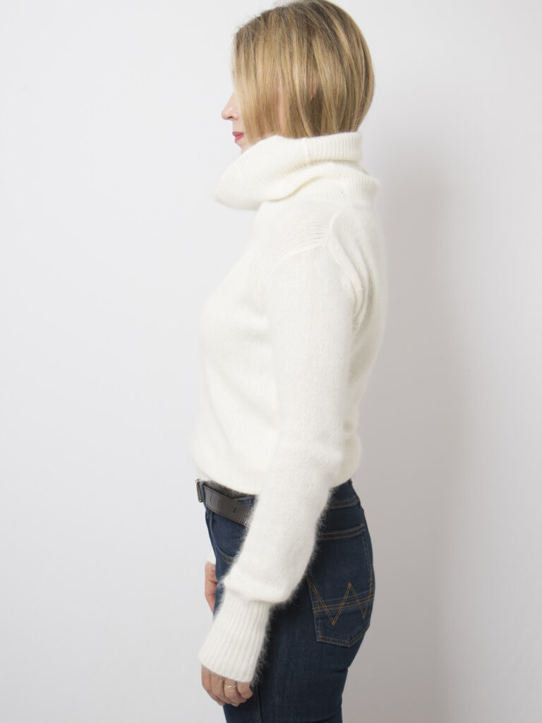 White Fluffy Angora Turtleneck Sweater thumbnail 4