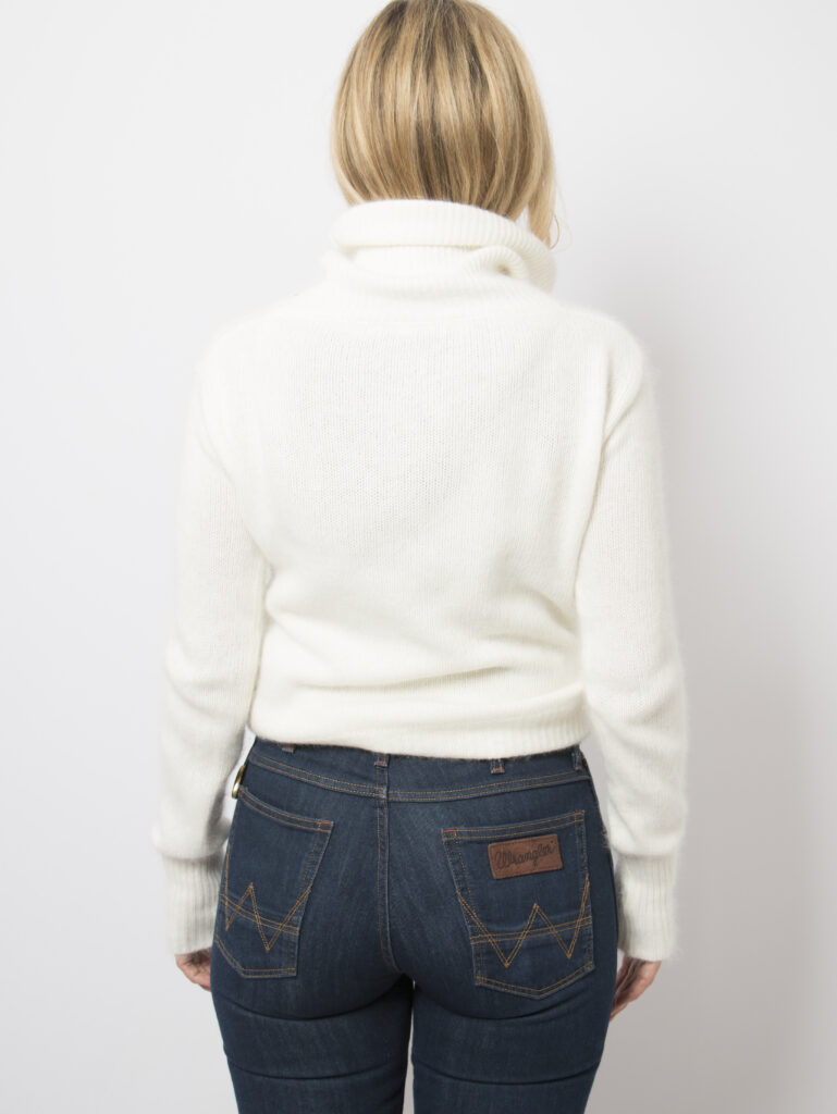 White Fluffy Angora Turtleneck Sweater thumbnail 5