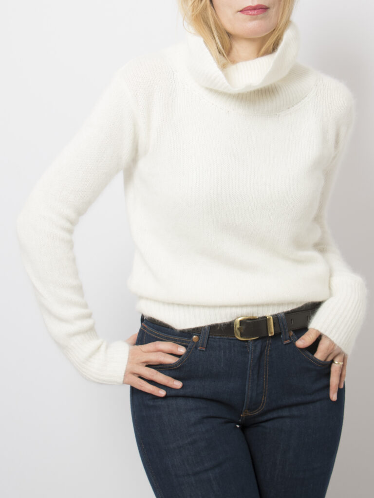 White Fluffy Angora Turtleneck Sweater