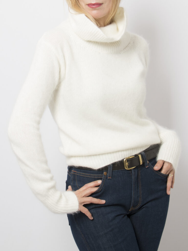White Fluffy Angora Turtleneck Sweater thumbnail 6