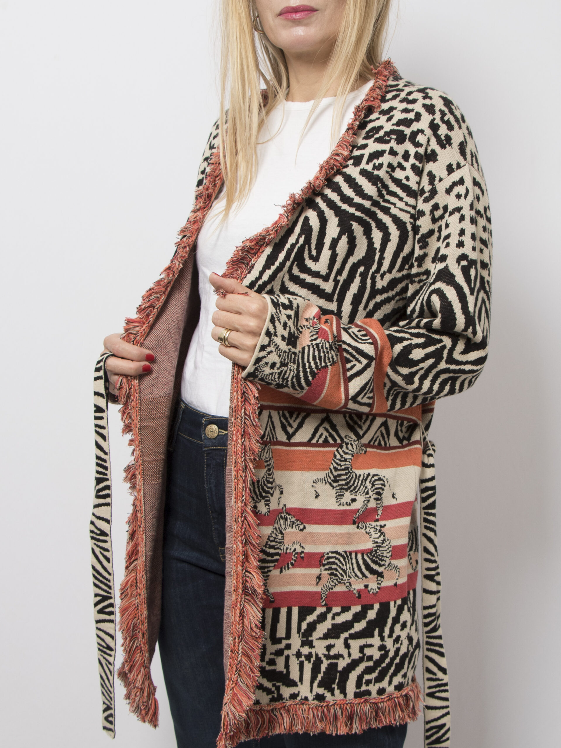 Oui Wrap Animal Print Cardigan Oui Wrap Animal Print Cardigan - Image 2
