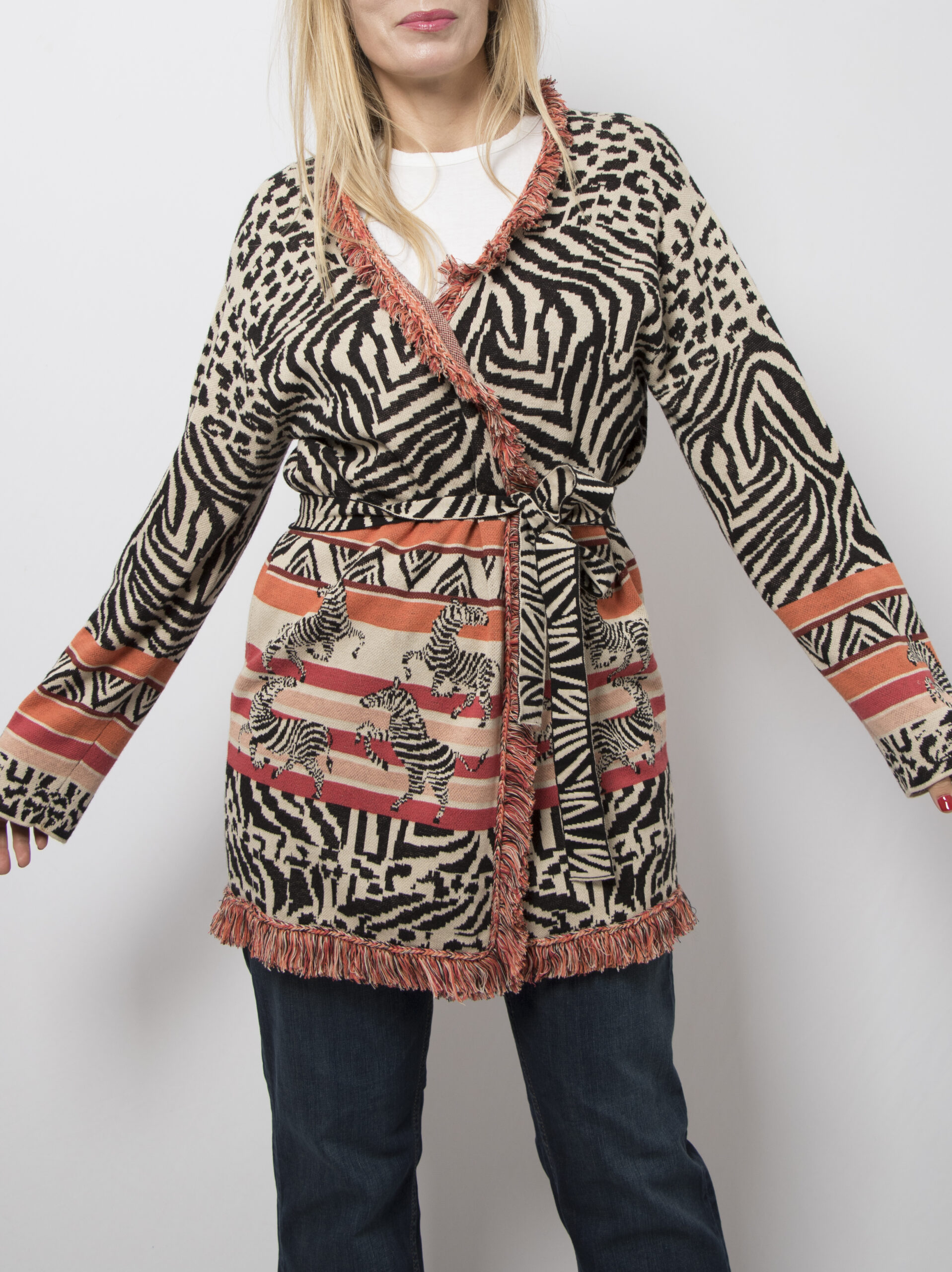 Oui Wrap Animal Print Cardigan Oui Wrap Animal Print Cardigan - Image 3