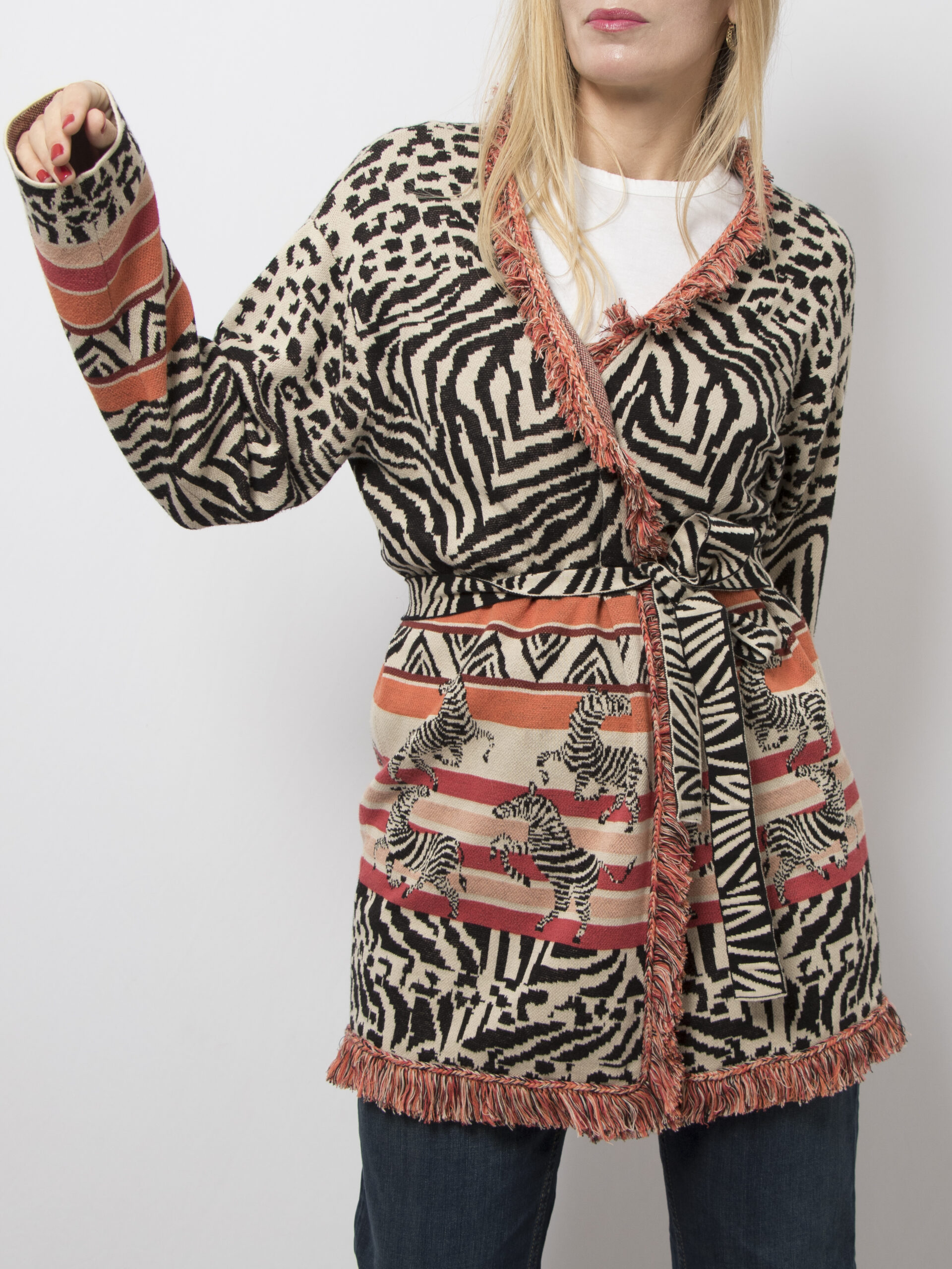 Oui Wrap Animal Print Cardigan Oui Wrap Animal Print Cardigan - Image 4