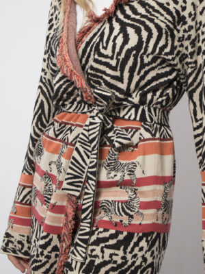 Oui Wrap Animal Print Cardigan