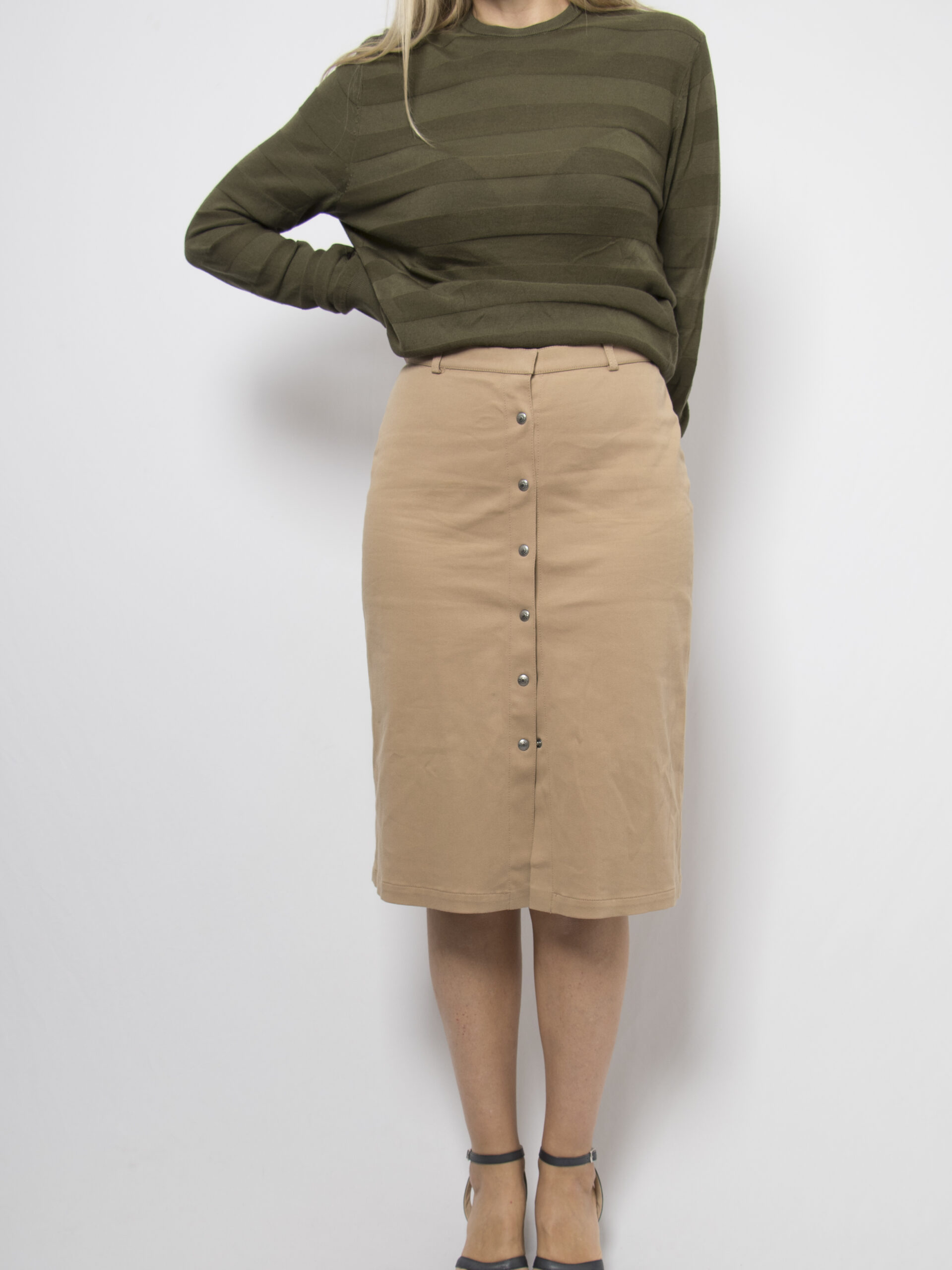 MAX&Co. Beige Button Front Skirt MAX&Co. Beige Button Front Skirt