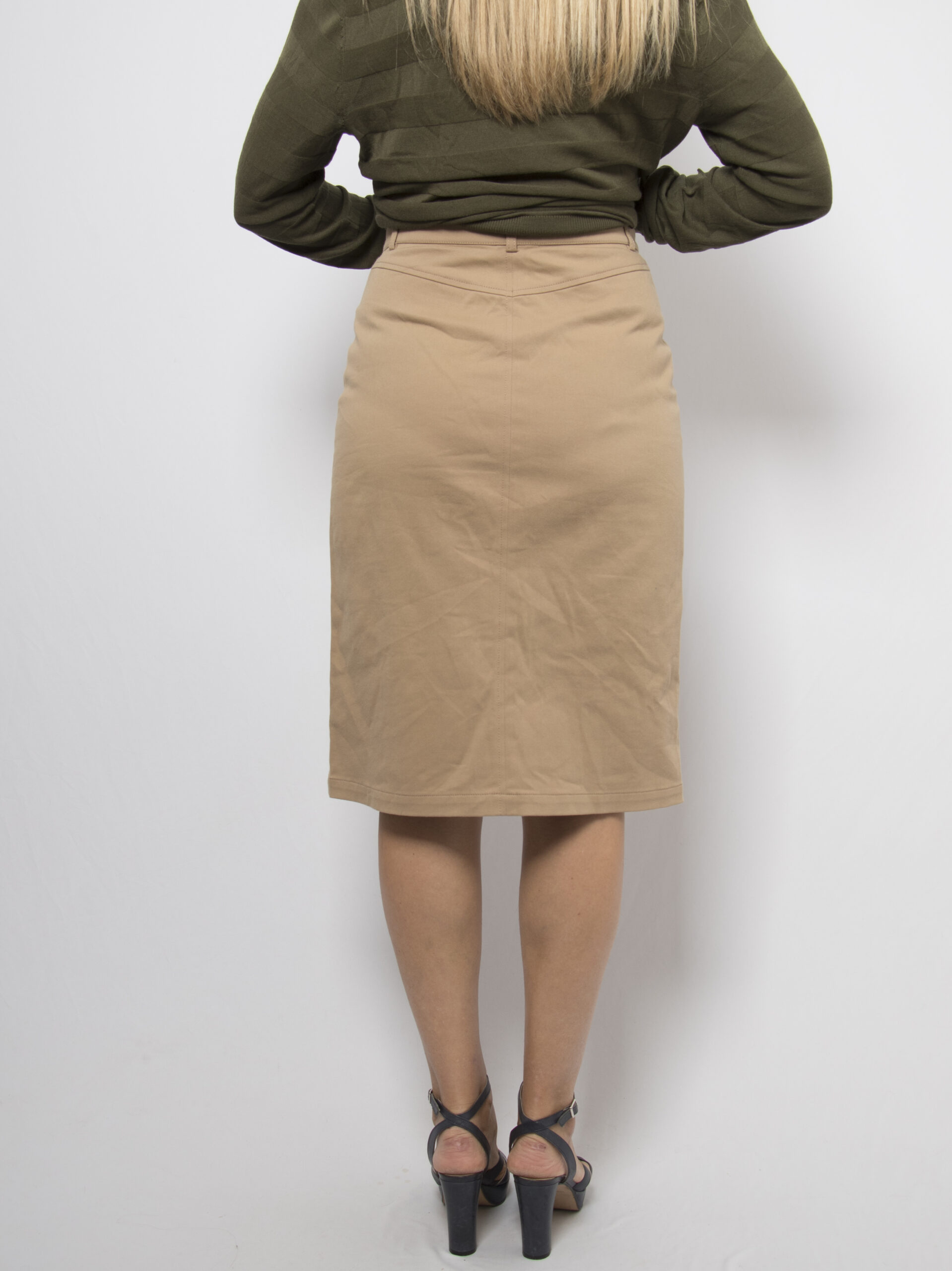 MAX&Co. Beige Button Front Skirt MAX&Co. Beige Button Front Skirt - Image 3
