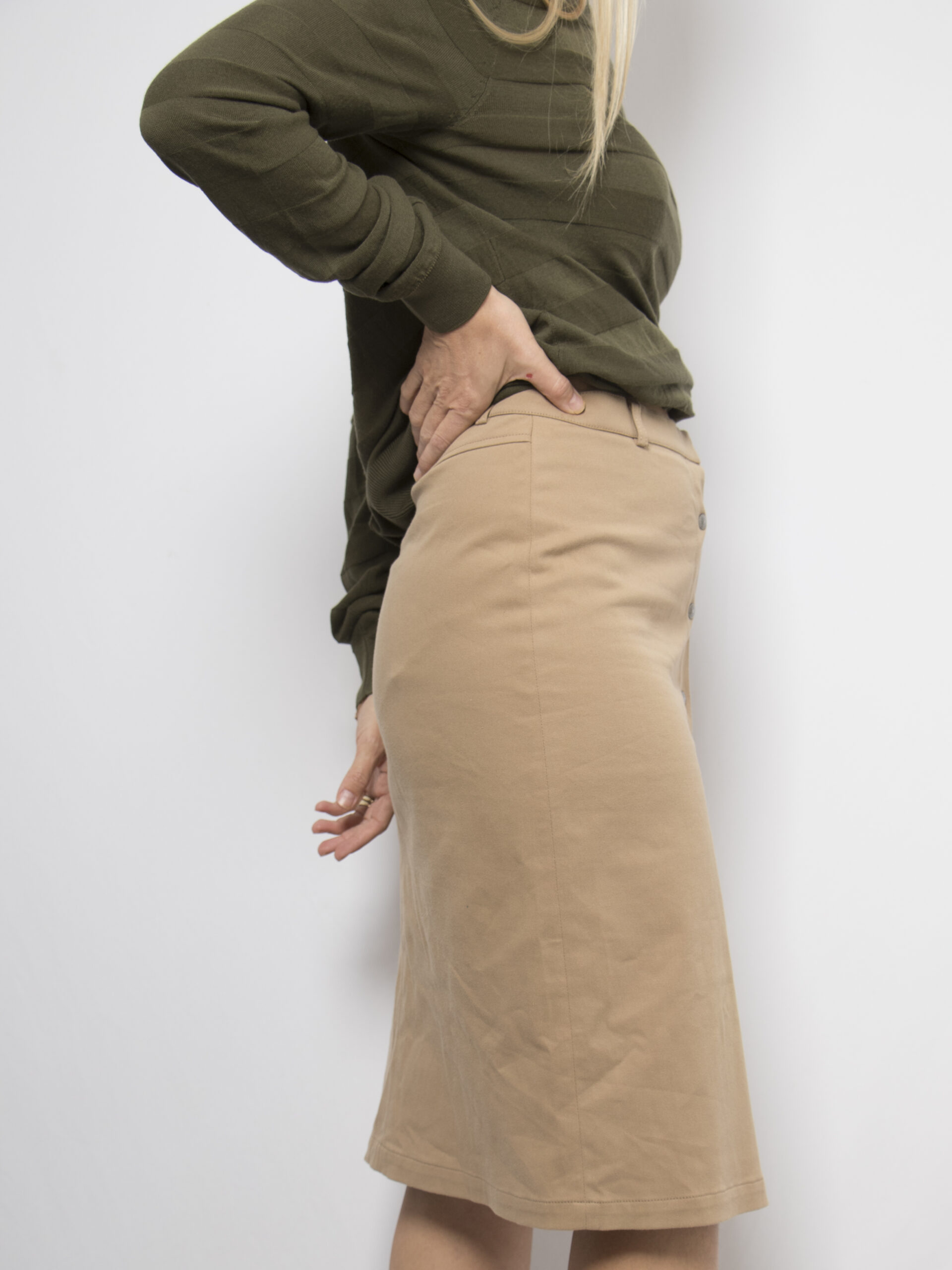 MAX&Co. Beige Button Front Skirt MAX&Co. Beige Button Front Skirt - Image 4