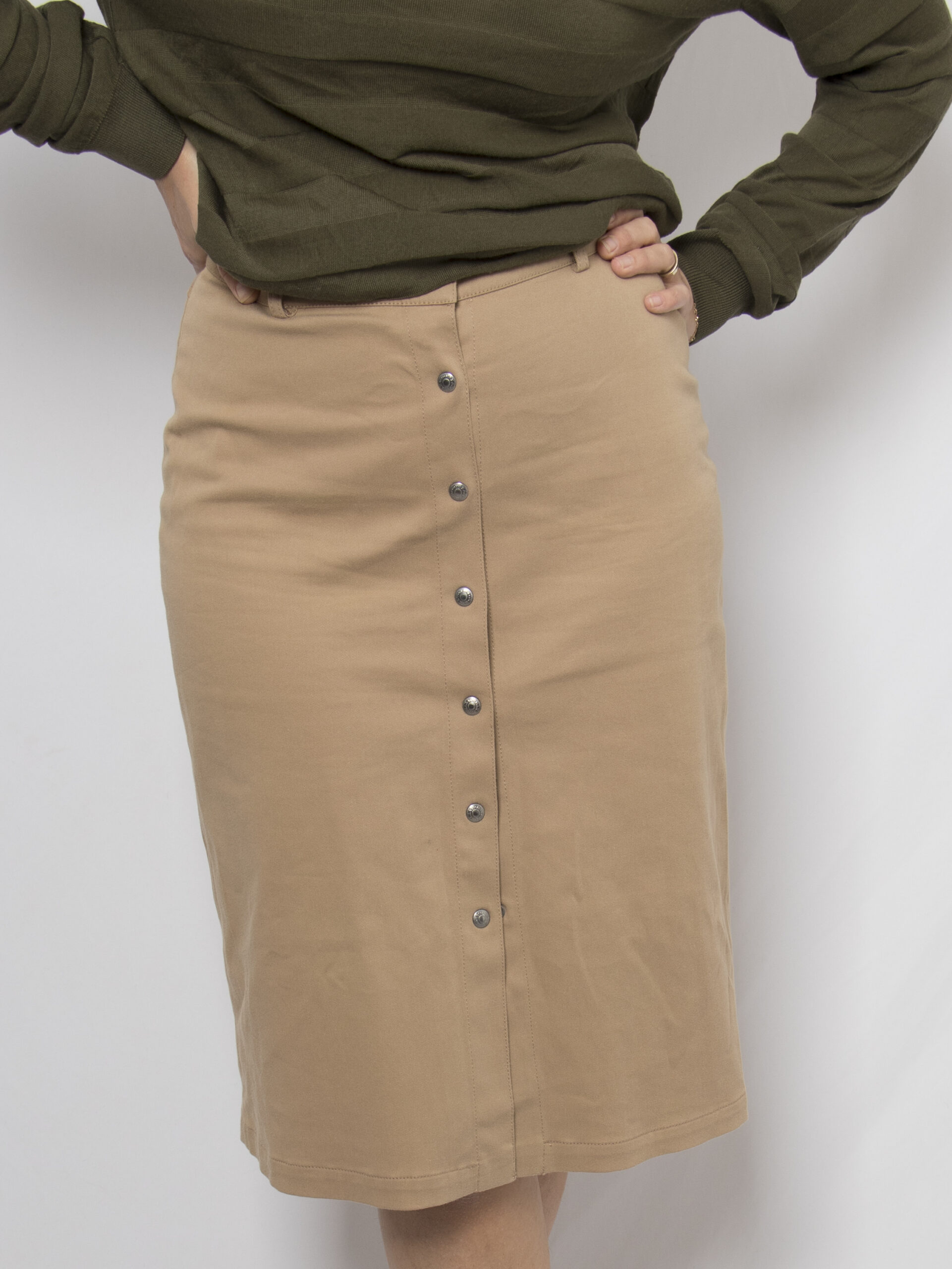 MAX&Co. Beige Button Front Skirt MAX&Co. Beige Button Front Skirt - Image 5