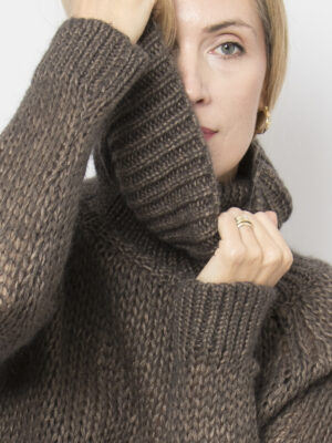 Turtleneck Chunky knit Sweater Mohair Wool Blend